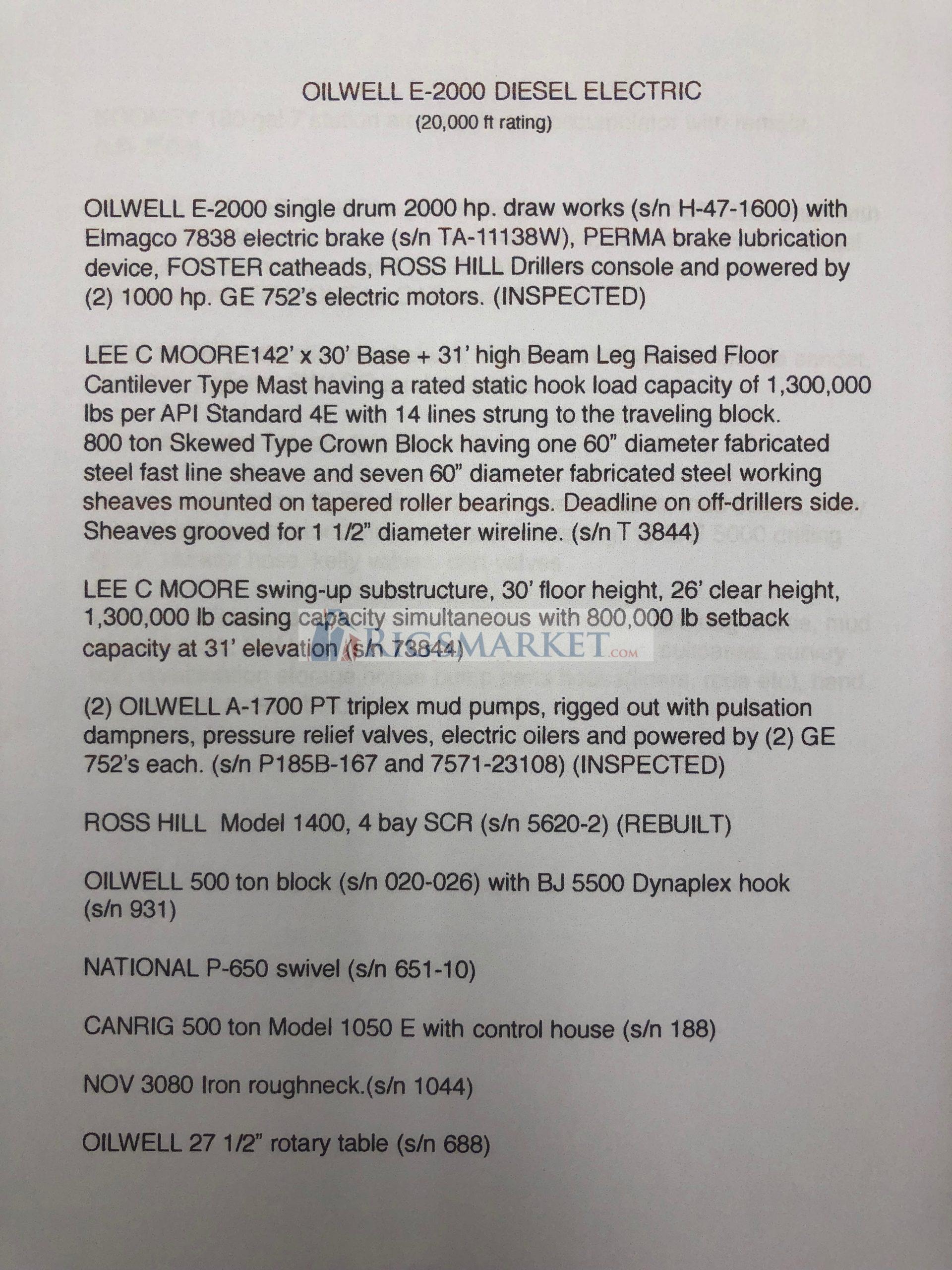 2000HP Oilwell Rig - Rigs Market